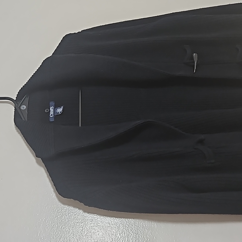 Chaps Black Knit Cardigan Sweater Sz Medium - Picture 2 of 11